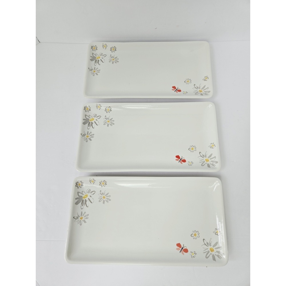 Kate‎ Spade rectangle tray flower butterfly dahlias New York set of 3